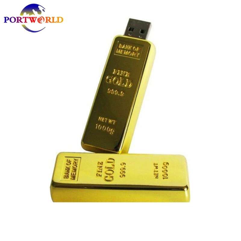 Portworld Накопитель Золото USB Flash Drive Дизайн 16 ГБ золотые слитки памяти 2.0 8 из металла