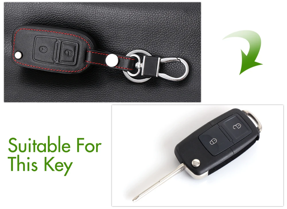 Leather Car Key Case For Volkswagen Passat Golf Jetta Bora Polo Scirocco Tiguan Skoda Octavia A5 A7 Rapid Fabia Citigo Yeti | Автомобили и