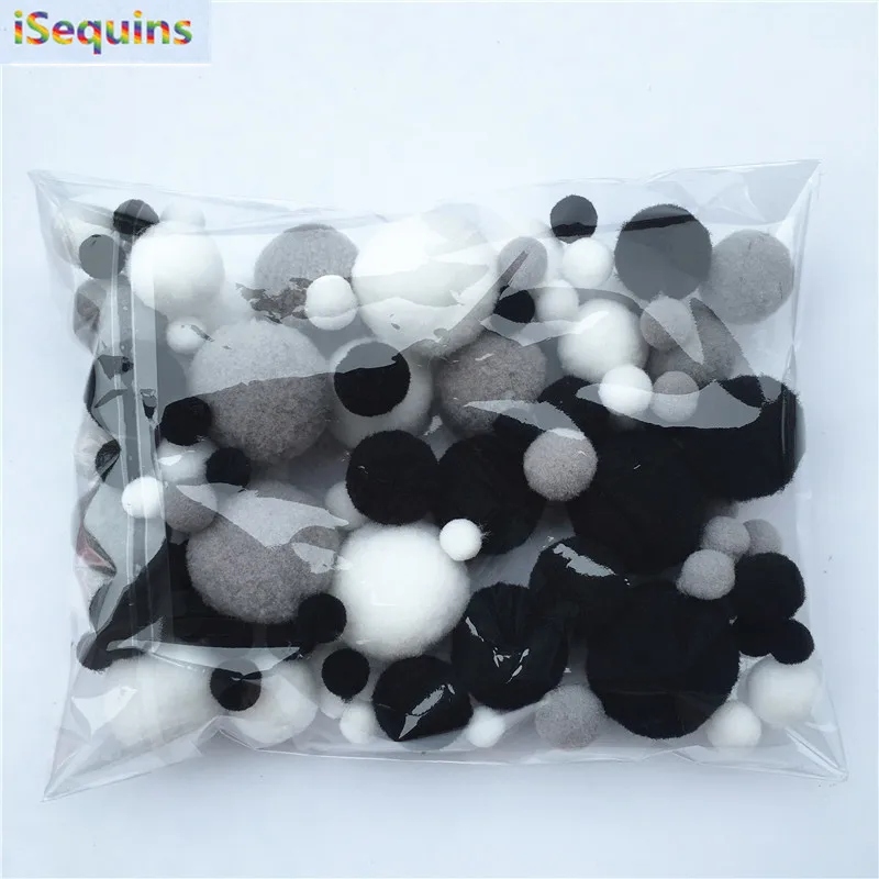 Mix gray white black 8 мм до 30 мм 20 г мульти размер смешанные цвета помпон мех ремесло DIY мягкие помпоны бальное свадебное украшение/клей на ткани аксессуары - Цвет: Mix gray white black
