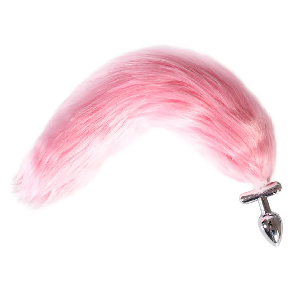 Светящаяся Анальная пробка хвост животного 45 см лисий бант металлическая