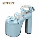 Туфли SDTRFT женские на очень высоком толстом каблуке 15 см, босоножки с круглым носком, милые Лолиты, королевская обувь с перекрестными ремешками, US13 14 15 16, веснаосень