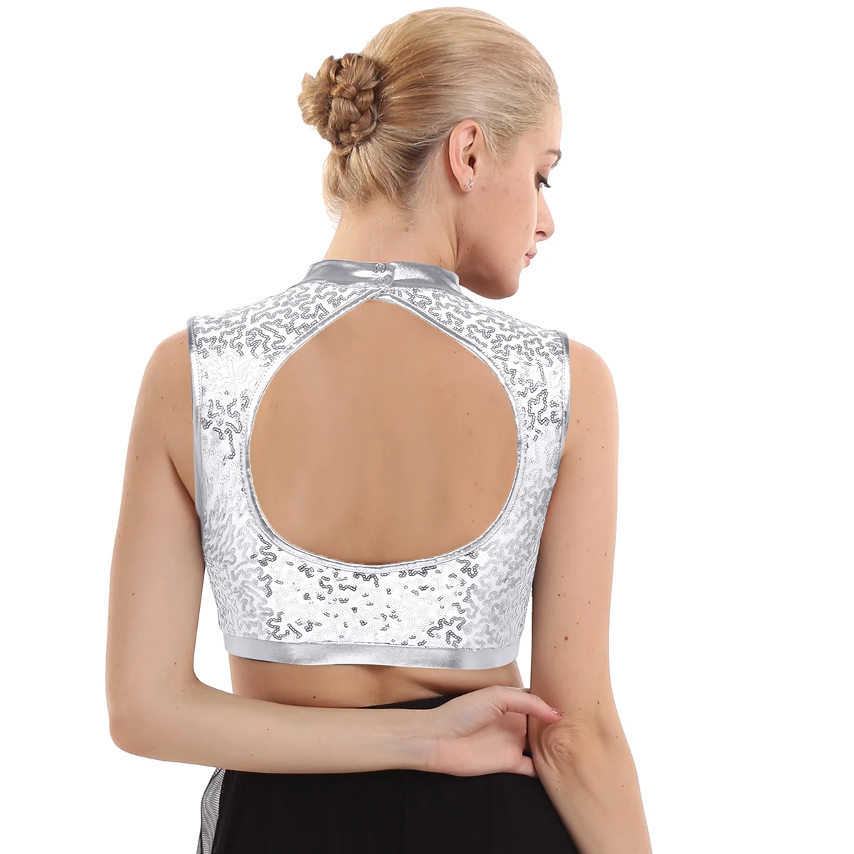 Топики женские блестящие с блестками Короткие танцевальные костюмы Клубная