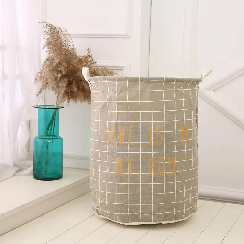 Storage Basket Nordic Stly open cotton linen dirty laundry bucket household toys sundries storage folding hamper basket | Дом и сад
