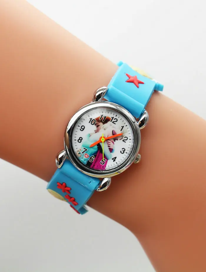 Infantil Reloj Принцесса Эльза Анна мультфильм часы 3D Для детей Кварцевые наручные часы