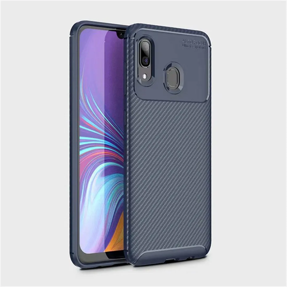 Blue Чехол для телефона мягкий силиконовый ударопрочный углеродного волокна крышки для на самсунг A20 A30 A50 A205F-DS A305F-DS A505F-DS samsung Galaxy A20 A30 A50 20 30 50 6.4 '' 3/4/6 32/64 ГБ БАМПЕР - Цвет: Blue