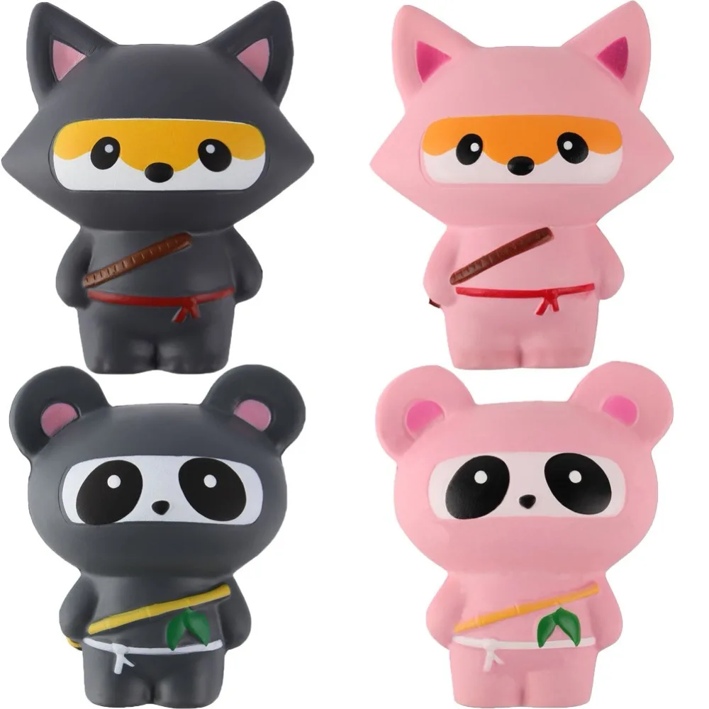 14CM Animal Jumbo Kawaii Ninja Squishy Panda/Bear/Fox Bread Soft Slow Rising Fun Kid Naruto Toys Sweet Charm Cartoon Cake |
