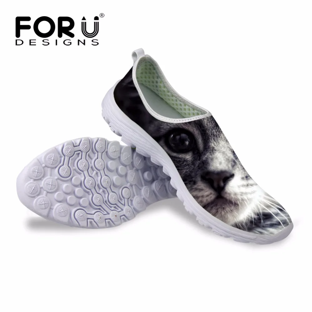 Женские сетчатые туфли FORUDESIGNS легкие пляжные без застежек с 3D принтом в виде