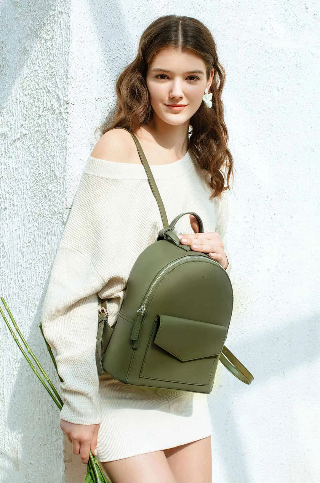 Big olive green Xiaomi Mijia CARRY'O минималистичный кожаный рюкзак дорожная сумка на плечо простой и удобный для хранения элегантный дизайн - Цвет: Big olive green