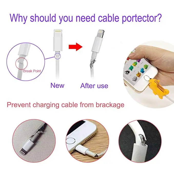 Newest Animal Lovely Anti-Break USB Data Cable Protector Universal Winder Saver for iPhone Charger Cord Cover | Электроника