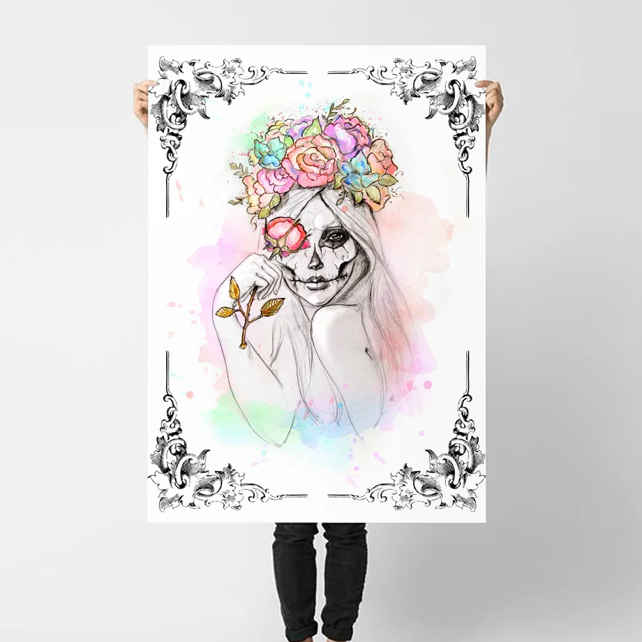 Абстрактный цветок розы дьявол девушка настенная живопись холст скандинавские