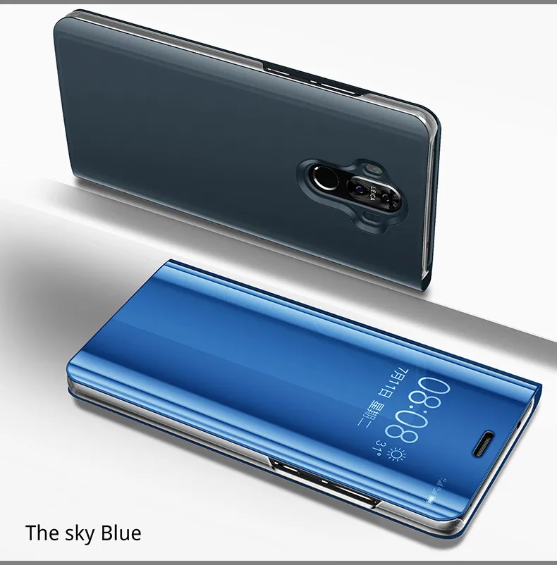Небесно-голубой Nfh для Huawei Коврики 10 Pro случае зеркало Clear View Smart Cover Интеллектуальный сна защитный флип чехол для Huawei коврики 10 - Цвет: Небесно-голубой