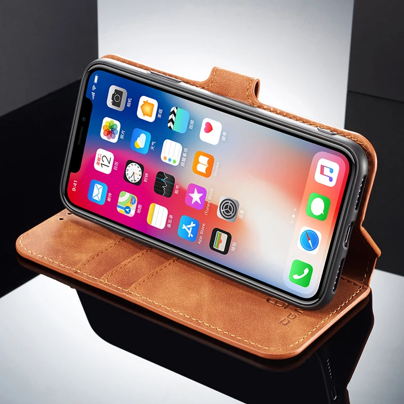 DG. Ming кожаный чехол для iPhone 8 6s 7 plus сумка телефона чехол-бумажник Apple XS Max X XR