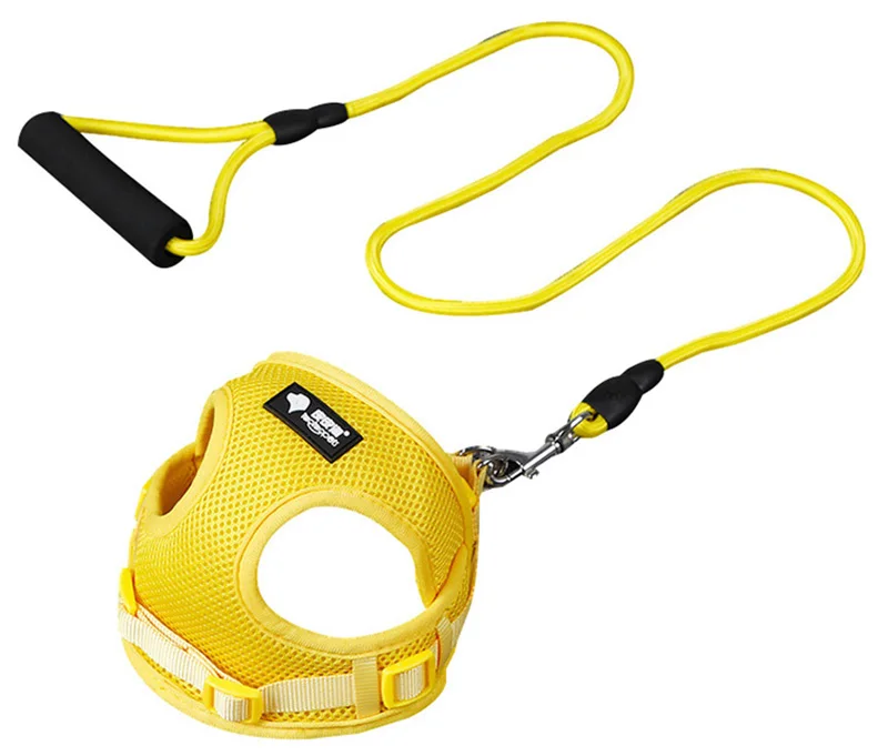 Yellow Round Rope Pawstrip, жилет для маленьких собак, нейлоновый поводок для собак, мягкий дышащий поводок для кошек, набор поводков из сетки для щенков, поводок для собак, Petshop - Цвет: Yellow Round Rope