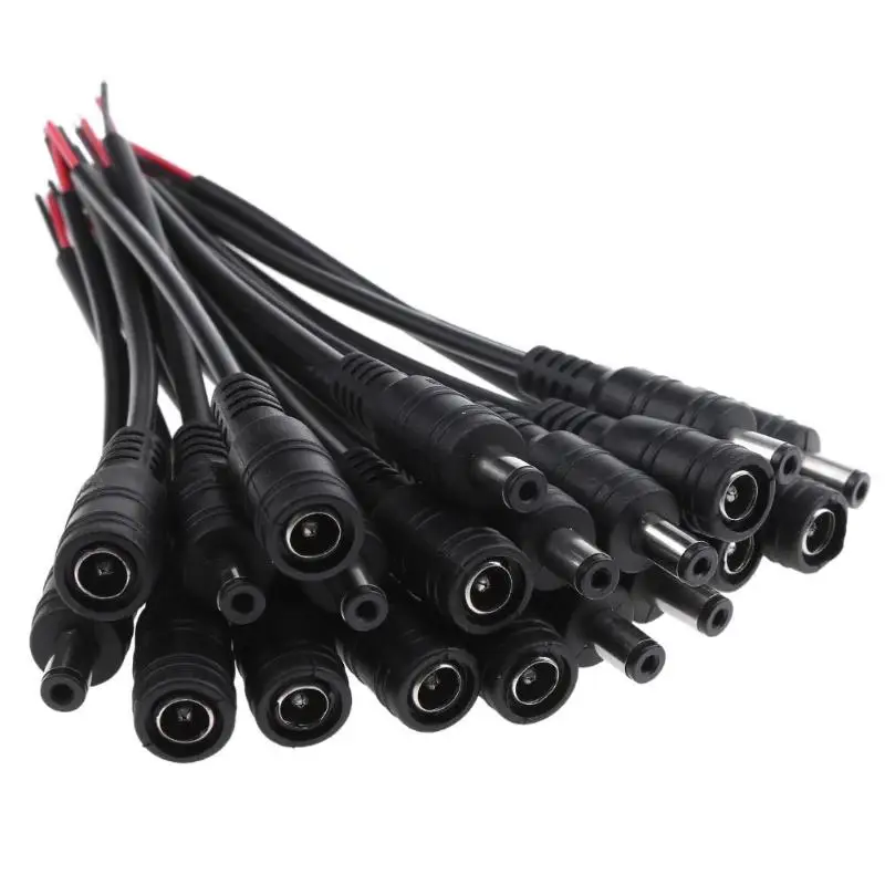 10 шт. 5,5x2,1 DC 12 V/24 V для мужчин+ гнездовой разъем провода Соединительный кабель для Светодиодные ленты светильник потолочный светильник DC Светодиодные ленты светильник разъемы