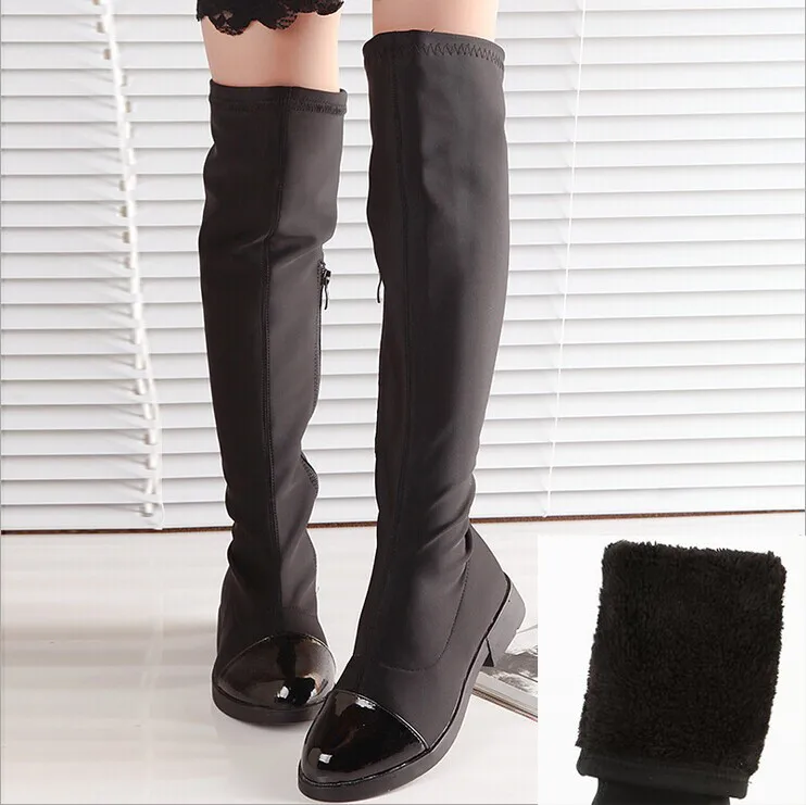 Black with Plush Г. Популярные длинные сапоги для родителей и детей Элегантная детская обувь для девочек зимние сапоги Размер 26-37, детские высокие сапоги - Цвет: Black with Plush