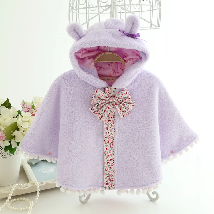 

2015 coral fleece baby cloak autumn and winter thickening cape infant clothes newborn baby girl coat