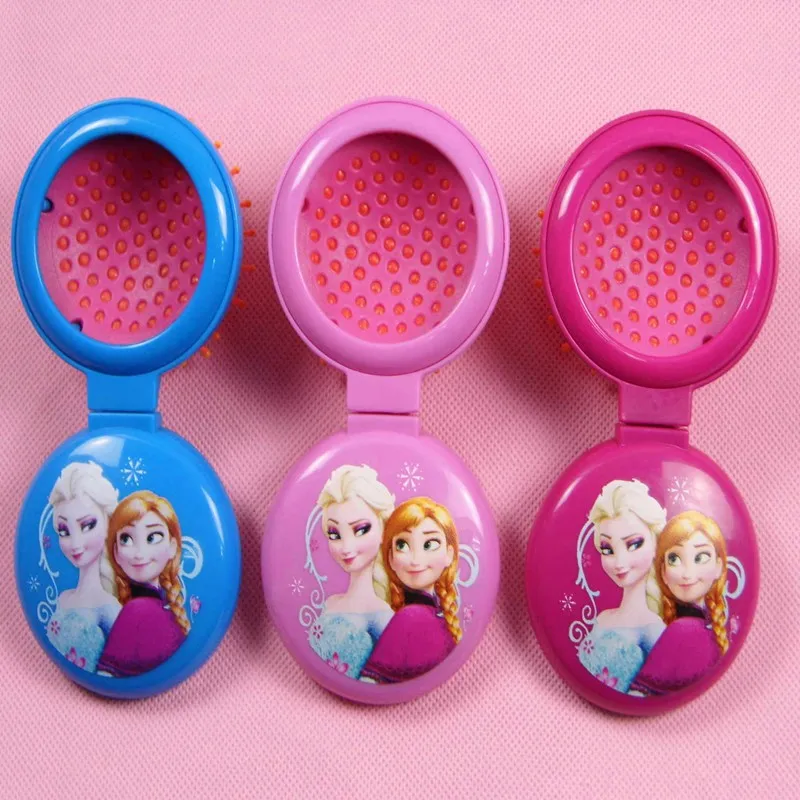 Эльза и Анна Принцесса Девушки гребни зеркало многофункциональный дорожный