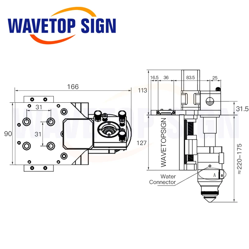 WaveTopSign Смешанная CO2 Лазерная режущая головка 500 Вт фокусная линза 25*63 5 25*101 6 мм