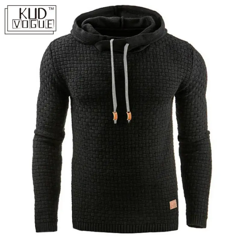 Мужская толстовка с капюшоном однотонная клетчатая мужская длинным рукавом