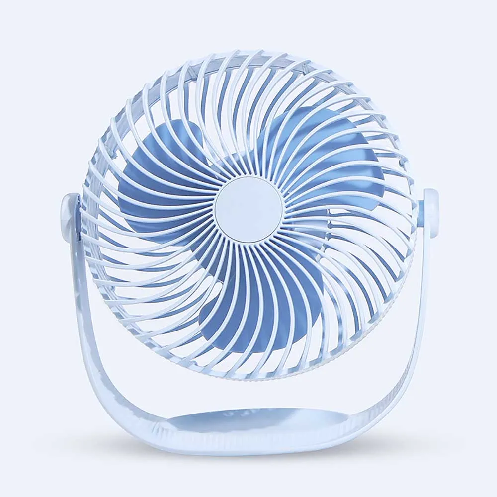 blue fan Мини USB Настольный вентилятор, вращающийся на 360 °, ручные вентиляторы с перезаряжаемой батареей, циркулятор воздуха, Ультра тихий для автомобиля, путешествий, кемпинга, дома - Название цвета: blue fan