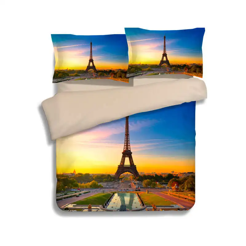 Комплект постельного белья с 3D принтом Парижской Эйфелевой башни постельное