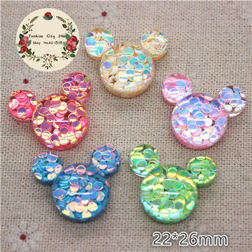 mickey 10pcs 10 шт. разноцветные блестящие полимерные Кабошоны с мышкой/кроликом/цветком/сердцем/круглыми/бантиками для самостоятельного изготовления бантиков для волос - Цвет: mickey 10pcs