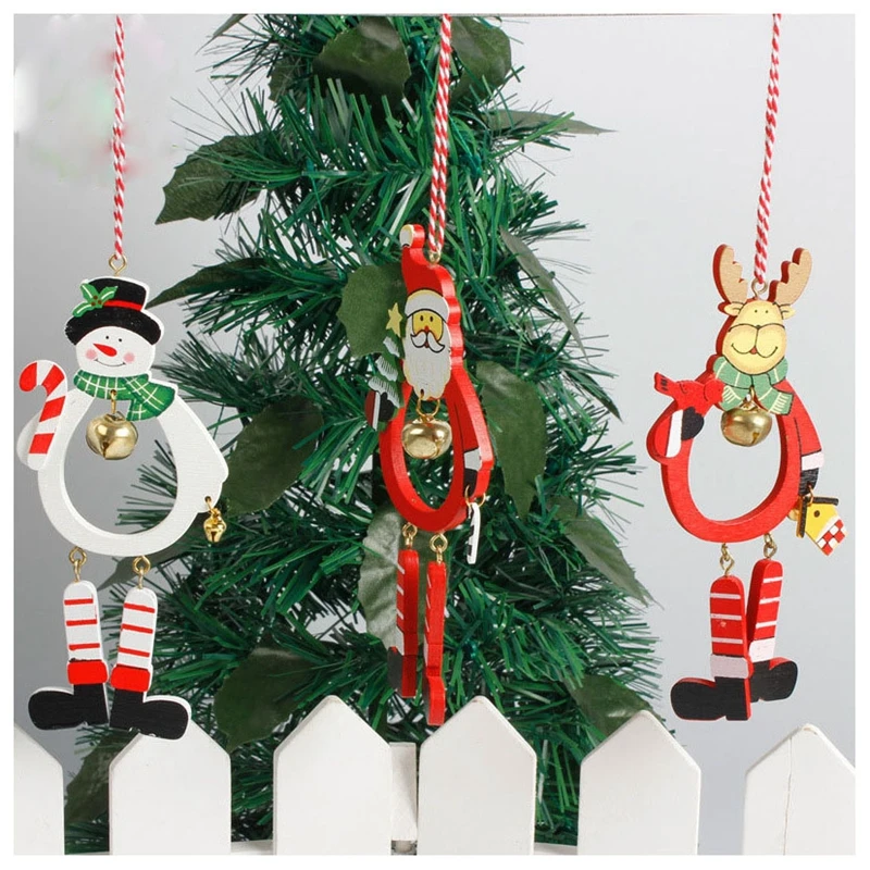 Санта Клаус деревянный висят украшения елки снеговик лося висит кулон с