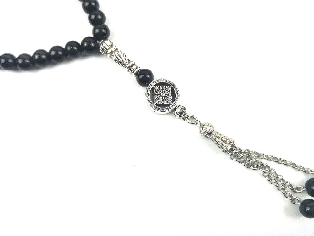 Натуральный оникс 8 мм камень мусульманская молитва бусы исламский Tasbih Бог