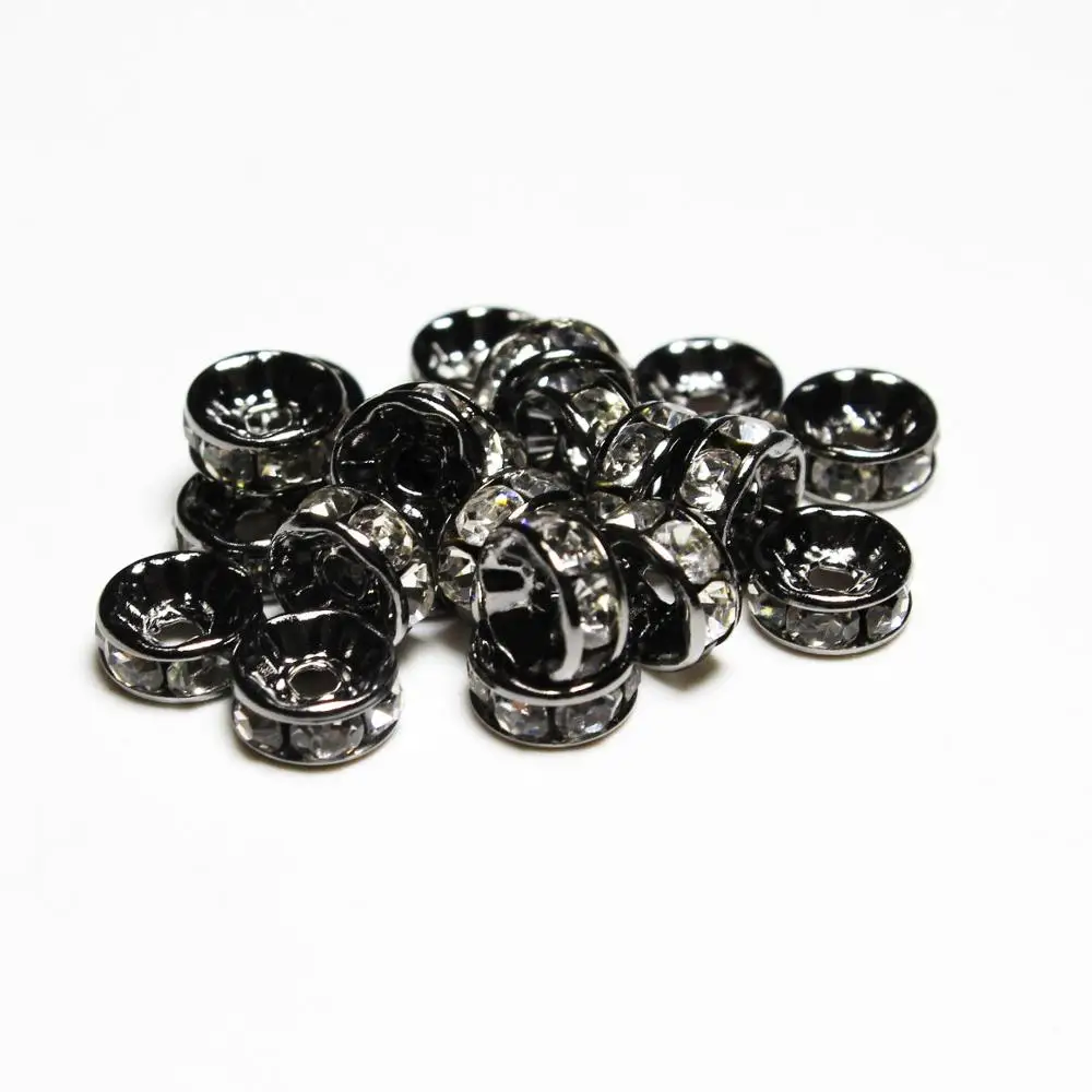 Black Nickel 100 шт. AAA 4/5/6/8 мм Медь колеса Распорки шариков золотого, серебряного цвета AB напылением Стразы бусины для самостоятельного изготовления ювелирных изделий - Цвет: Black Nickel