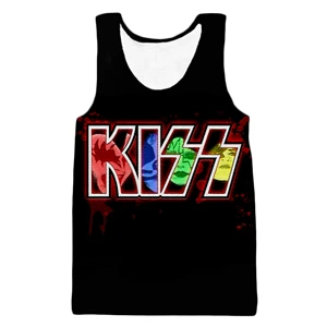 YX GIRL дропшиппинг самый популярный модный жилет с 3D принтом Kiss band хип-хоп мужские повседневные топы ZV260 - Цвет: color as the picture