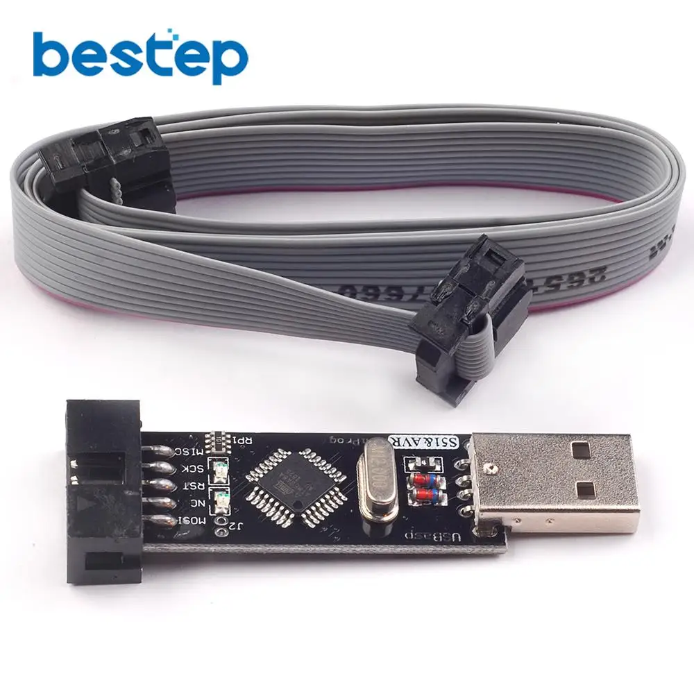 1 шт. USBASP + кабель для загрузки USBISP AVR программатор USB ATMEGA8 ATMEGA128 Поддержка Win7 64 K|avr