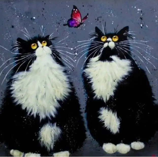 

Алмазная мозаика "сделай сам", 5D картина из страз, забавный кот, Бабочка, вышивка крестиком, рукоделие, домашний декор