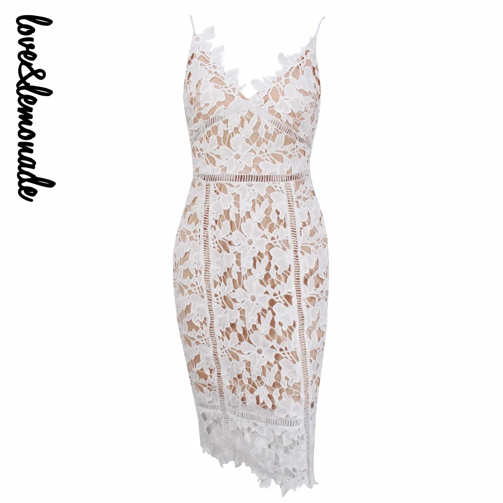 Любовь и лимонада белое кружевное платье с v-образным вырезом Вечерние Платье LM0115