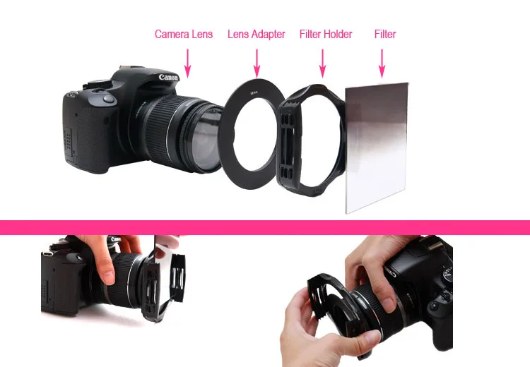 Металлическое кольцо-адаптер для объектива камеры 62 мм градиентного квадратного