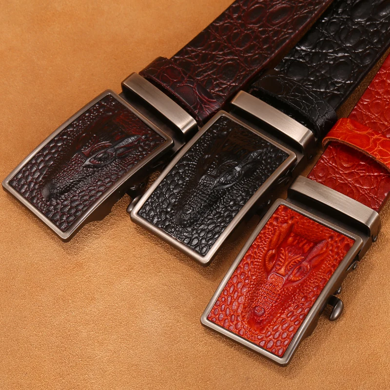 Ремень из натуральной крокодиловой кожи с автоматической пряжкой|automatic belt men|mens