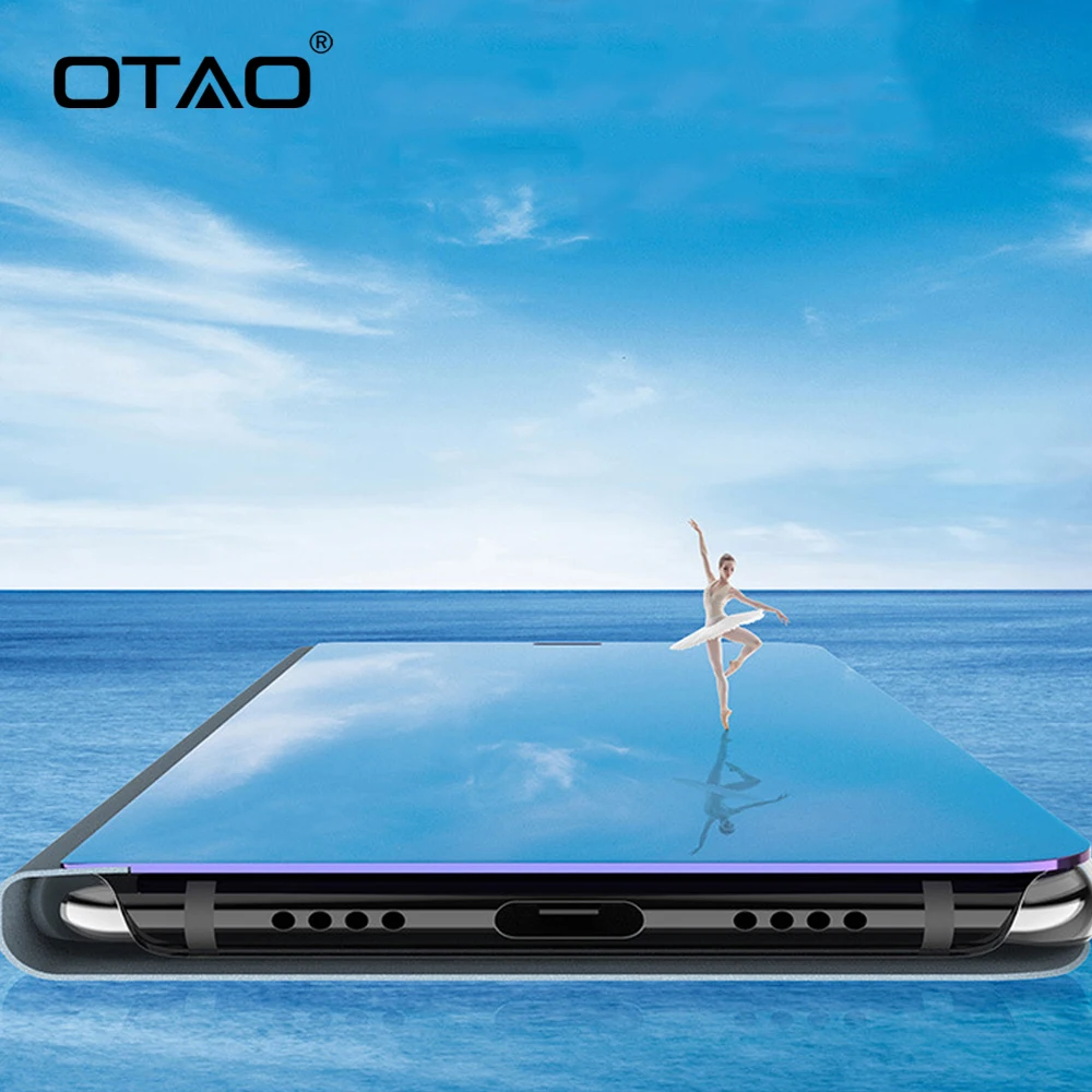 OTAO умный зеркальный флип чехол для телефона Samsung Galaxy S10E S9 S8 S10 Plus S7 Edge Прозрачный