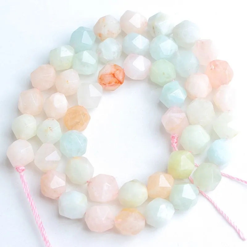 Ожерелье из натурального граненого лазурита красочного морганита бриллианта