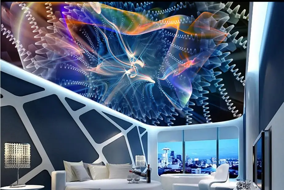 custom 3d ceiling photo Abstract dynamic four-ray light murals wallpaper home decor on the | Обустройство дома