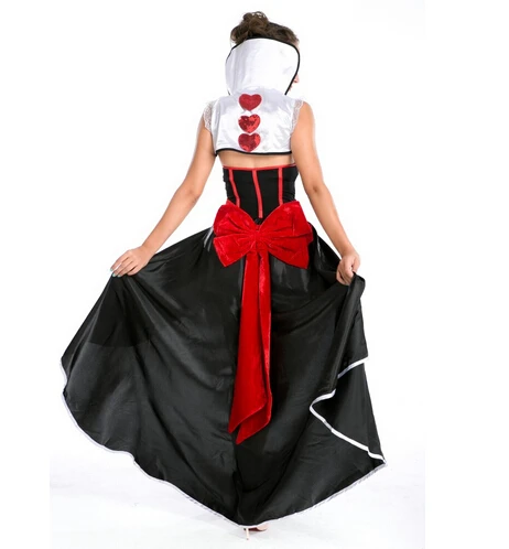 

Queen Of Hearts Fancy Carnival Dress Poker fashion Sexy Halloween Costume Set Dress+ Belt+necklace For Ladies Cosplay Clothes