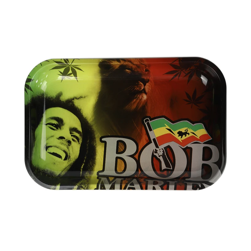 Big size 1pcs Metal Cigarette Tobacco Box Reggae Rasta Printing Pattern Gift Box Cigarette Holder Herb Storage Case 28.8*19cm