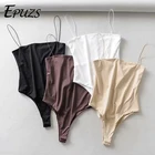 Боди женское на бретелях-спагетти, пикантный облегающий Ромпер, уличная одежда, пляжный короткий комбинезон в Корейском стиле, черный белый цвет, на лето