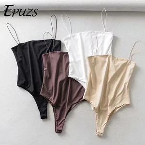 Боди женское на бретелях-спагетти, пикантный облегающий Ромпер, уличная одежда, пляжный короткий комбинезон в Корейском стиле, черный белый цвет, на лето