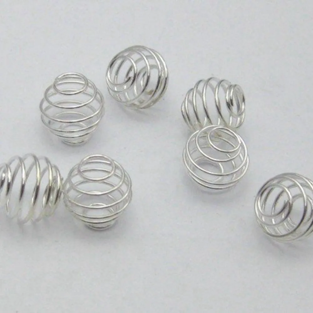 100 Посеребренная спиральная бусина в форме клетки 8X8mm результаты|bead stick|beaded diybead