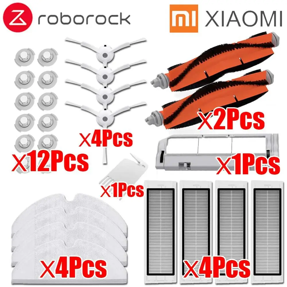 28Pcs Тряпки для мокрой уборки фильтр боковая щетка рулон щетка подходит для Xiaomi Roborock Robot S50 S51 Запчасти для пылесоса наборы - Цвет: 28Pcs