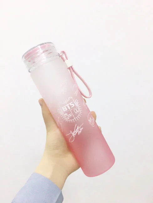 Стеклянная бутылка для воды с градиентом 350 мл летний лимонный чайник веревкой |