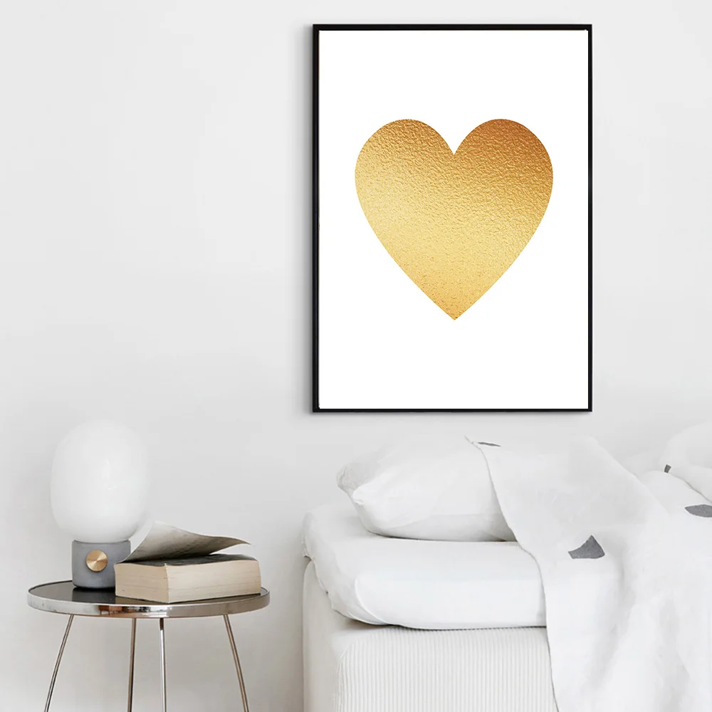 Скандинавский минималистичный золотой узор любви буквы холст печать живопись