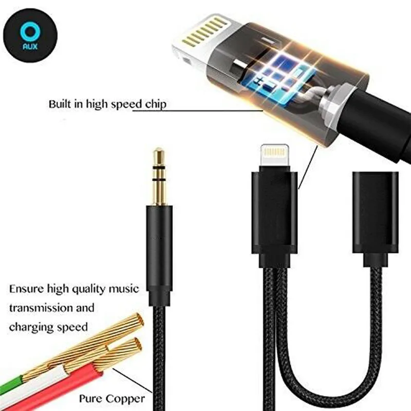 2в1 кабель Lightning для Aux 3 5 мм и Apple IPhone 6/6 s/6 sPlus/7 Plus/8 Plus/X/Xs/Xr/Xs Max 1M Наушники для/Xs
