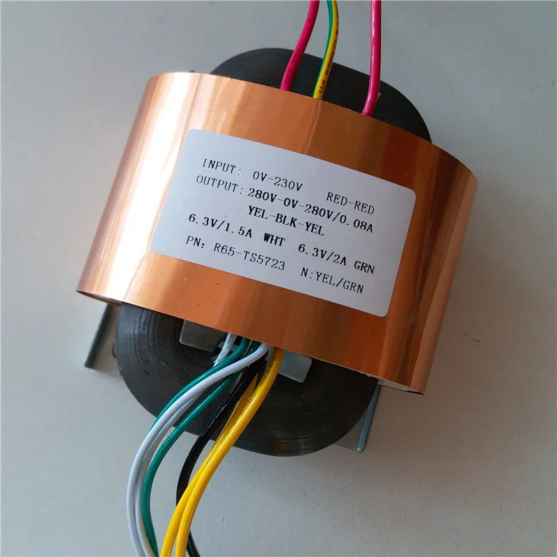 280V-0-280V 80mA 6,3 V 1.5A 6,3 V 2A R сердечник трансформатора R65 изготовленный на заказ Трансформатор 230V медный щит для предварительного декодера усилителя мощности