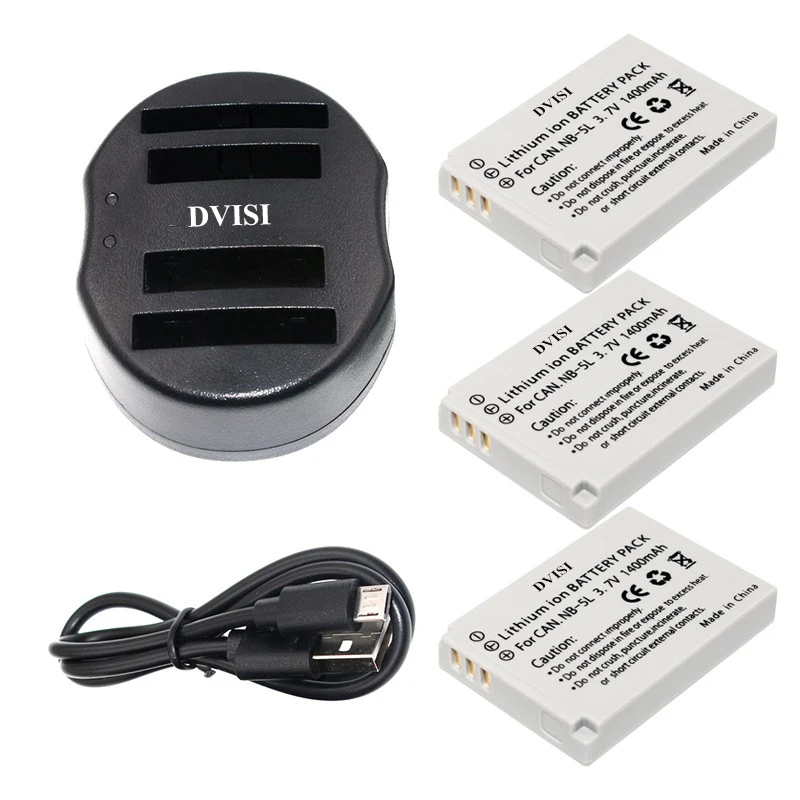 

3pcs NB-5L NB 5L NB5L Rechargeable Battery with USB Dual Charger for Canon Powershot S100 SX200 SX210 IS SX230 HS SD890 Camera