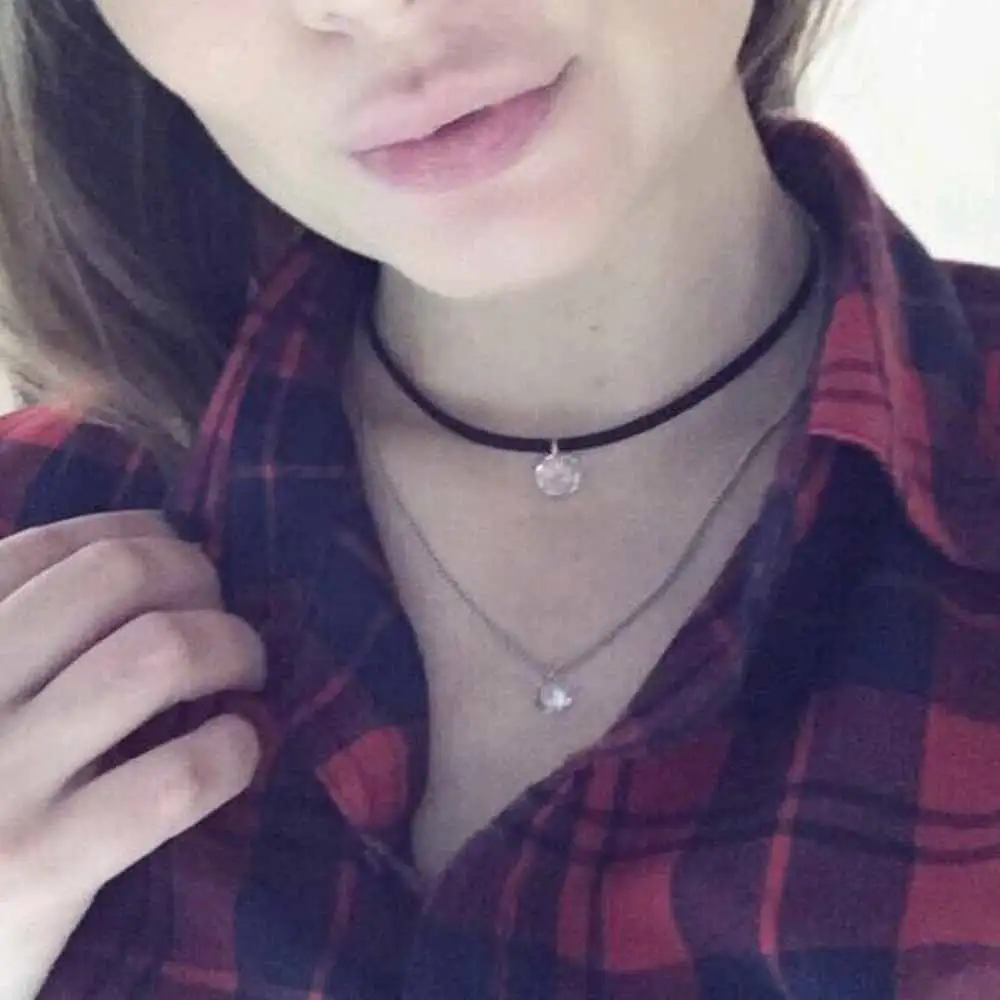 Новое поступление 2018 года модный кожаный чокер колье с кристаллами